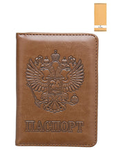 We Happy Passport and Card Holder Combo – Slim Leather Passport Wallet with Card Slots, Travel Organizer with Russia & USA Design