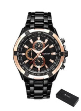 Curren 8023 Black Steel Chronograph Men's Sports Watch