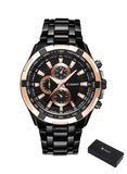 Curren 8023 Black Steel Chronograph Men’s Luxury Sports Watch Premium Tachymeter Dial and Multifunction Timepiece