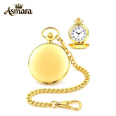 Asmara Classic Design Quartz Pocket Watch with 30 cm FOB Chain