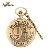 Asmara King Cross London Station Quartz Pocket Watch with 30 cm FOB Chain