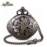 Asmara Eye Shape Hunter Quartz Pocket Watch with 30 cm FOB Chain