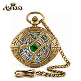 Asmara Eye Shape Pendant Quartz Pocket Watch with 30 cm FOB Chain