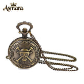 Asmara Anime Skull One Piece Style Quartz Pocket Watch with 30 cm FOB Chain