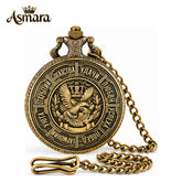 Asmara Retro Russian Coin Replica Embossed Metal Quartz Pocket Watch with 30 cm FOB Chain