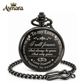 Asmara Engraved Pocket Watch - Romantic Gift for "To My Love" - Perfect for Husband, Boyfriend, Fiancé - Anniversary, Birthday, Valentine's Day Gift - Love Forever Quote