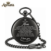 Asmara Engraved Pocket Watch for Mom - Elegant Vintage Timepiece Gift for Mother – Sentimental Birthday, Christmas, or Mother’s Day Present from Son – Unique Personalized Pocket Watch for Mom’s Love & Appreciation