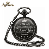 Asmara Elegant Engraved Pocket Watch for Son | Thoughtful Gift from Mom | Timeless Keepsake for Birthday, Graduation, or Special Occasions