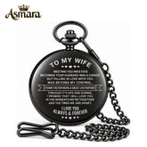 Asmara Elegant Engraved Pocket Watch - To My Wife, Romantic Anniversary Birthday Gift for Wife, Thoughtful Valentine’s Day & Wedding Gift Idea for Her, Timeless Keepsake Love Token