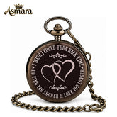 Asmara I Wish I could Turn The Time Back Quartz Pocket Watch with 30 cm FOB Chain