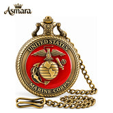 Asmara United States Marine Corps Quartz Pocket Watch with 30 cm FOB Chain