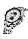 Curren 8023 Silver Steel Chronograph Men’s Luxury Sports Watch Premium Tachymeter Dial and Multifunction Timepiece