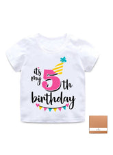 We Happy It's My 5th Birthday printed cotton T-shirt for kids