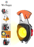 We Happy Amazing Travel Survival Tool With LED Flash Light Cutter Lighter Hammer Screw Driver Opener Keychain