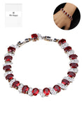 We Happy Women Red & White Crystal Topaz Tennis Bracelet – 8-Inch Jewellery Gift