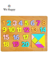 We Happy 28 Pieces Wooden Montessori Toys for Kids – ABC 123 Puzzle Board, Preschool Educational Learning Toy for 3 4 5 Year Old Boys Girls, Alphabet & Number Wooden Toys, Birthday Gift