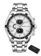 Curren 8023 Silver Steel Chronograph Men's Sports Watch