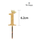 We Happy 1st Birthday Cake Topper Sparkling Gold Acrylic 1 Number Prop for Photoshoots and Parties