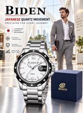 BIDEN men's Japanese quartz stainless steel watch