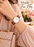 Hannah Martin Women's Leather Strap Watch White Dial Tan Strap - photo 4