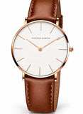 Hannah Martin Women's Leather Strap Watch White Dial Tan Strap - photo 1
