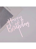 Happy Birthday Cake Topper Mirrored Acrylic Cupcake Topper Perfect for Decorations and Party Supplies