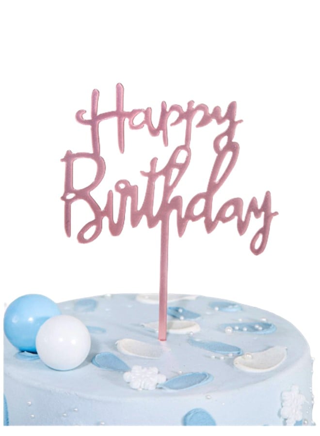 Happy Birthday Cake Topper Mirrored Acrylic Cupcake Topper Perfect for Decorations and Party Supplies Rose Gold