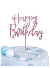 Happy Birthday Cake Topper Mirrored Acrylic Cupcake Topper Perfect for Decorations and Party Supplies Rose Gold