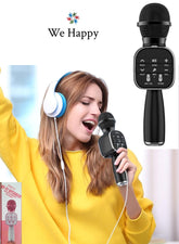 We Happy Portable Handheld Mic Toy Wireless Karaoke Rechargeable Bluetooth Speaker Kids Learning stage Confidence Builder