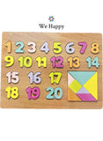 28 Pieces Wooden Learning 123 Puzzle, Early Education Activity Numbers Board Toy for Toddlers