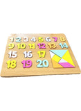 28 Pieces Wooden Learning 123 Puzzle, Early Education Activity Numbers Board Toy for Toddlers