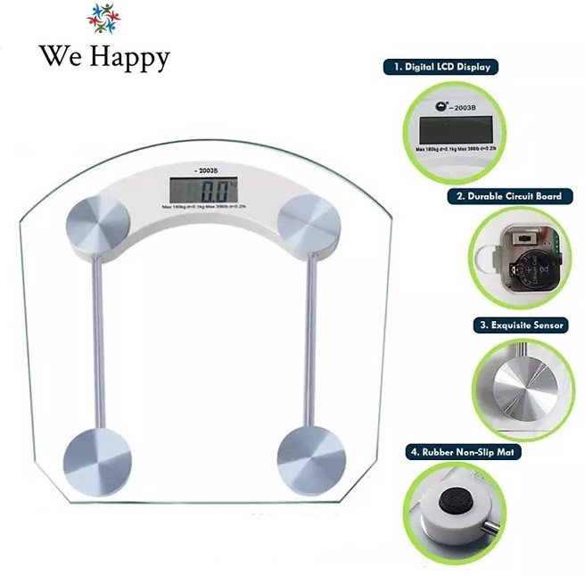 We Happy Digital Weighing Scale Machine, Home Use Personal Weight Measurement Tool & Fitness Tracker