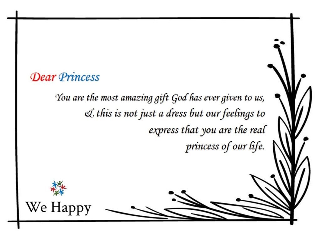 <em><strong>We Happy Girls Costume Dress will come with this appealing greeting card.</strong></em>