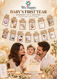 We Happy Baby First Year Photo Banner – Newborn to 12 Months Birthday Photo Frame Decoration