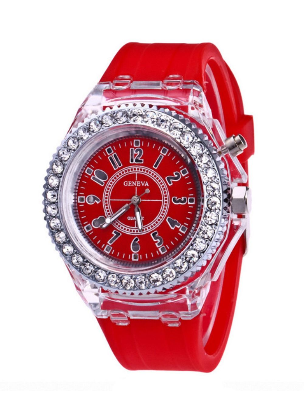 Geneva LED Jelly Silicone Luminous Diamond Fashion Trend Men or Women Watch