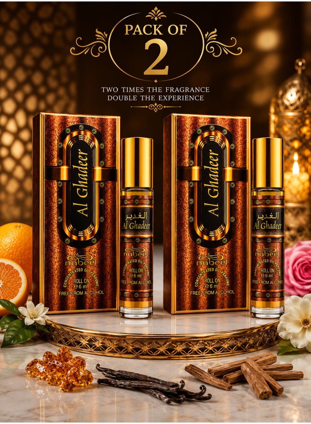 Nabeel Al Ghadeer Alcohol-Free Roll-On Perfume Oil 6ml - 2 Pack - photo 1