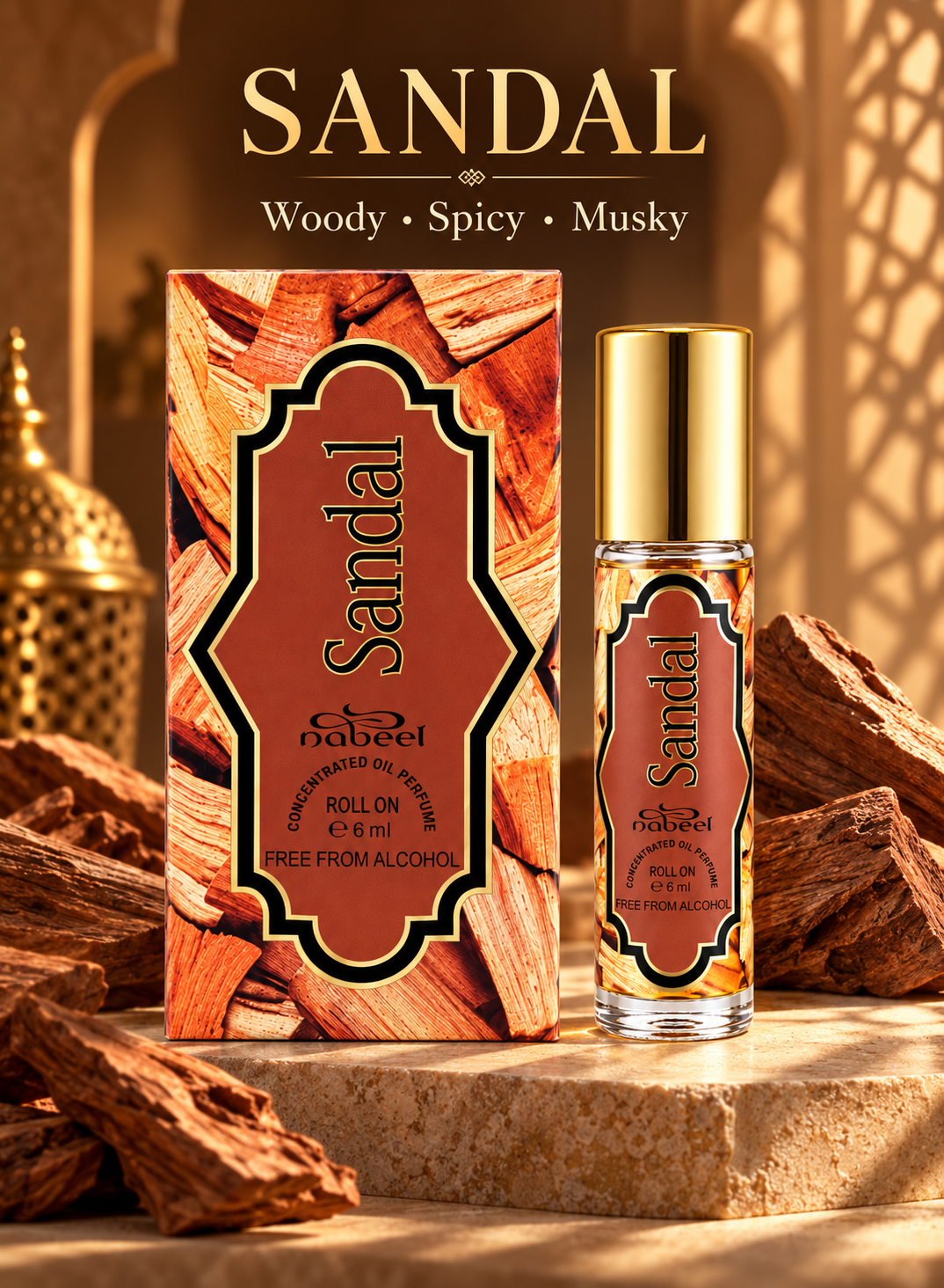 Nabeel Sandal 6ml alcohol-free roll-on attar perfume oil - photo 2