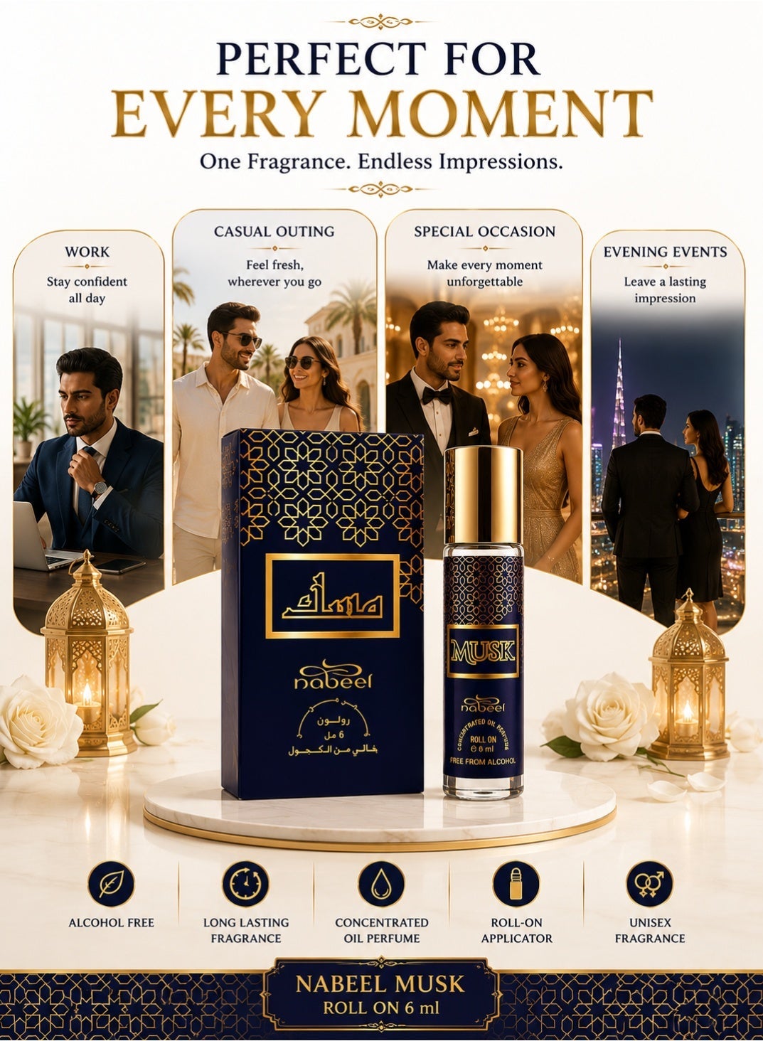 Nabeel Musk Alcohol-Free Roll-On Perfume Oil 6ml - 3 Pack - photo 3