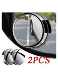 We Happy 2 Pcs Car Suction Cup Auxiliary Rearview Mirror 360 Degree Rotating Wide-angle Round Frame Mirror