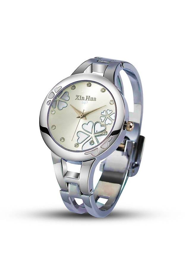 Xinhua Stainless Steel Flower Design Bracelet Quartz Wrist Watch