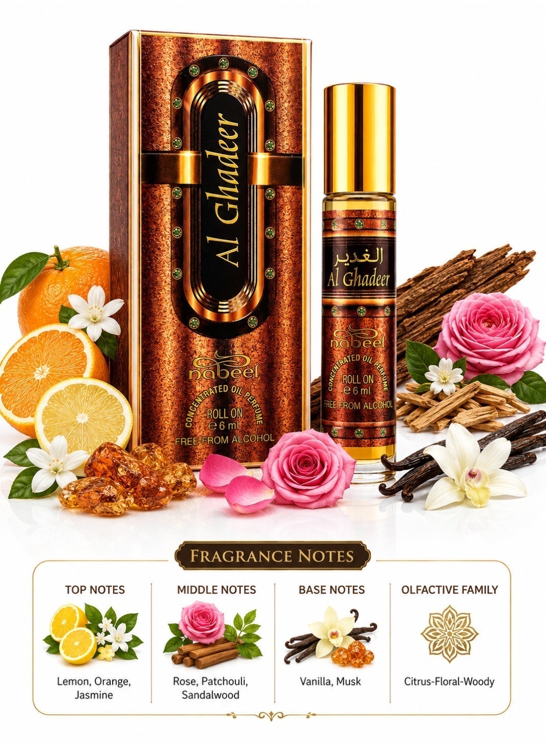 Nabeel Al Ghadeer Alcohol-Free Roll-On Perfume Oil 6ml - 4 Pack - photo 3