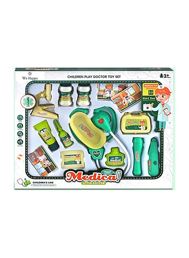 We Happy 15 Pieces Medical Children Doctor Set Fun Pretend Play Toys, Toddler House Call Doctor Playset Kit, Comes in Assorted Designs