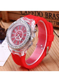 Geneva LED Jelly Silicone Luminous Diamond Fashion Trend Men or Women Watch