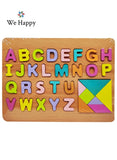 We Happy 34 Pieces Wooden Montessori Toy for Kids – ABC 123 Puzzle Board, Preschool Educational Learning Toy for 3 4 5 Year Old Boys Girls, Alphabet & Number Wooden Toys, Birthday Gift