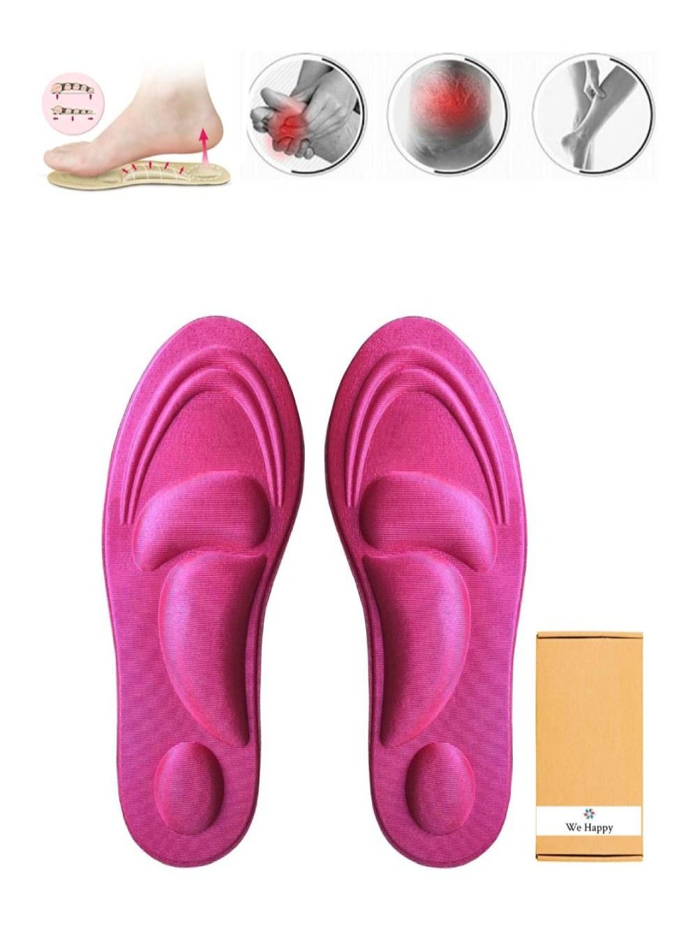We Happy 4D Foam Comfort Shoe Insole Help Against Foot Pain Cushioning Metatarsal Arch and Heel Support