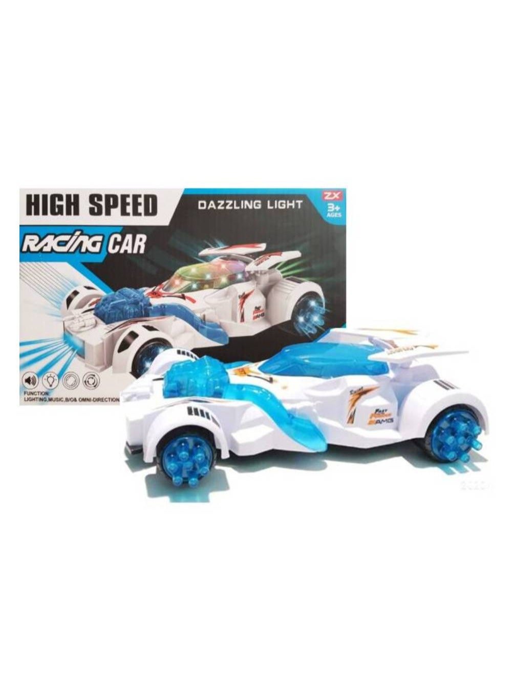 We Happy High Speed Racing Toy Car with Dazzling 5D Light and Music