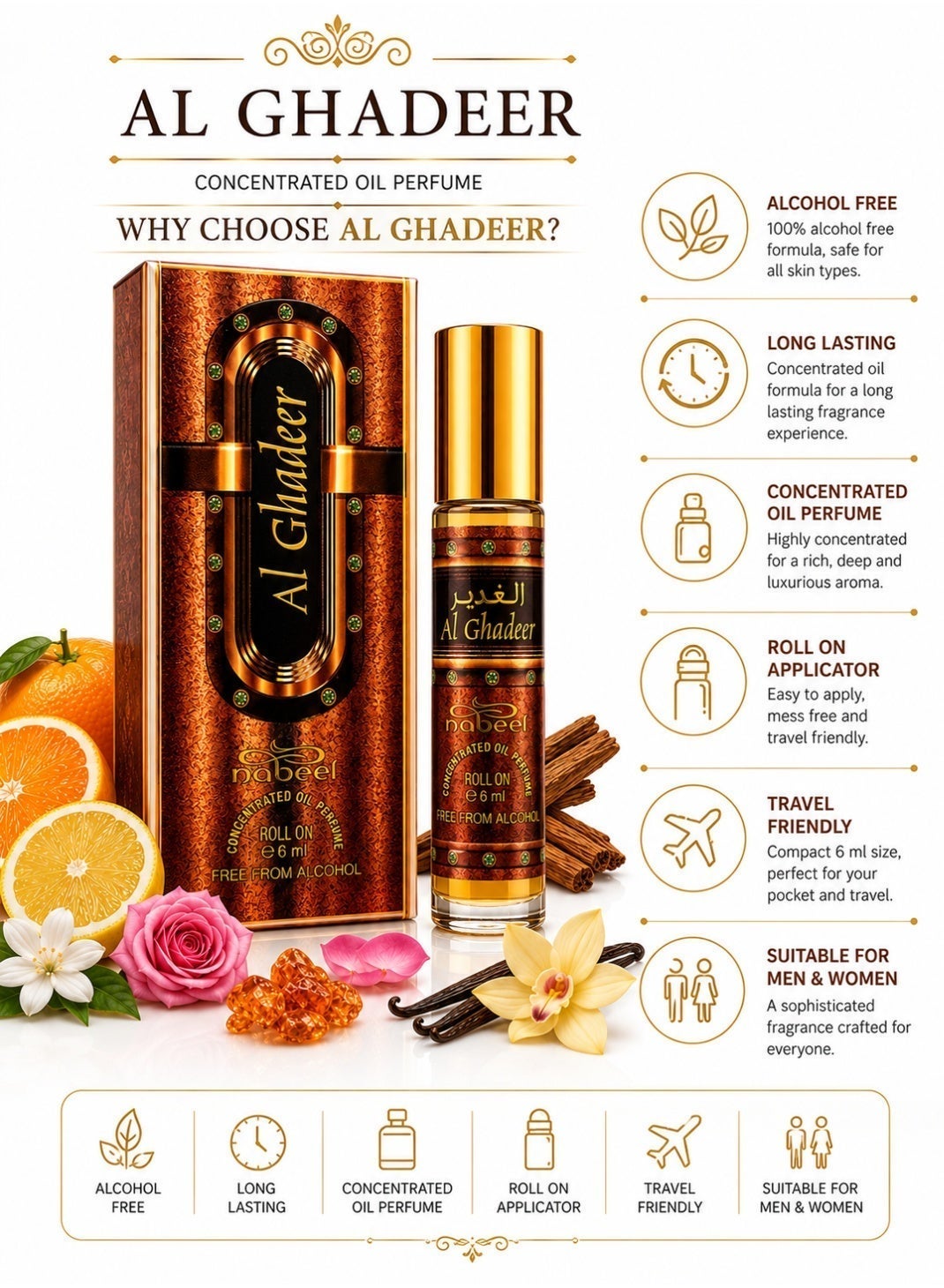 Nabeel Al Ghadeer Alcohol-Free Roll-On Perfume Oil 6ml - 4 Pack - photo 6