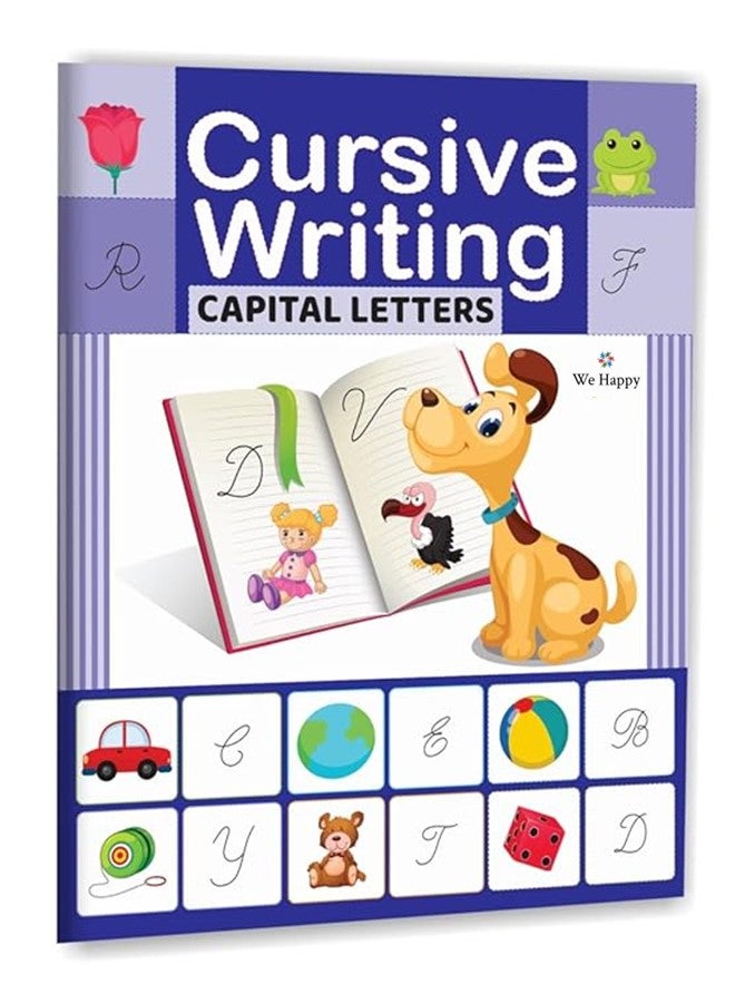 We Happy Cursive Writing Capital Letters Activity Book for Kids – Letter Tracing, Handwriting Practice, Creative Pictures & Early Learning