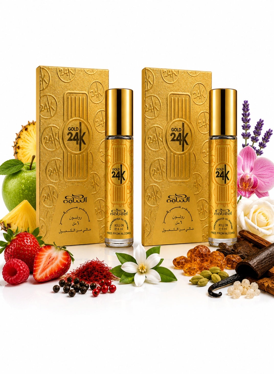 Nabeel Gold 24K Alcohol-Free Roll-On Perfume Oil 6ml - 2 Pack - photo 1