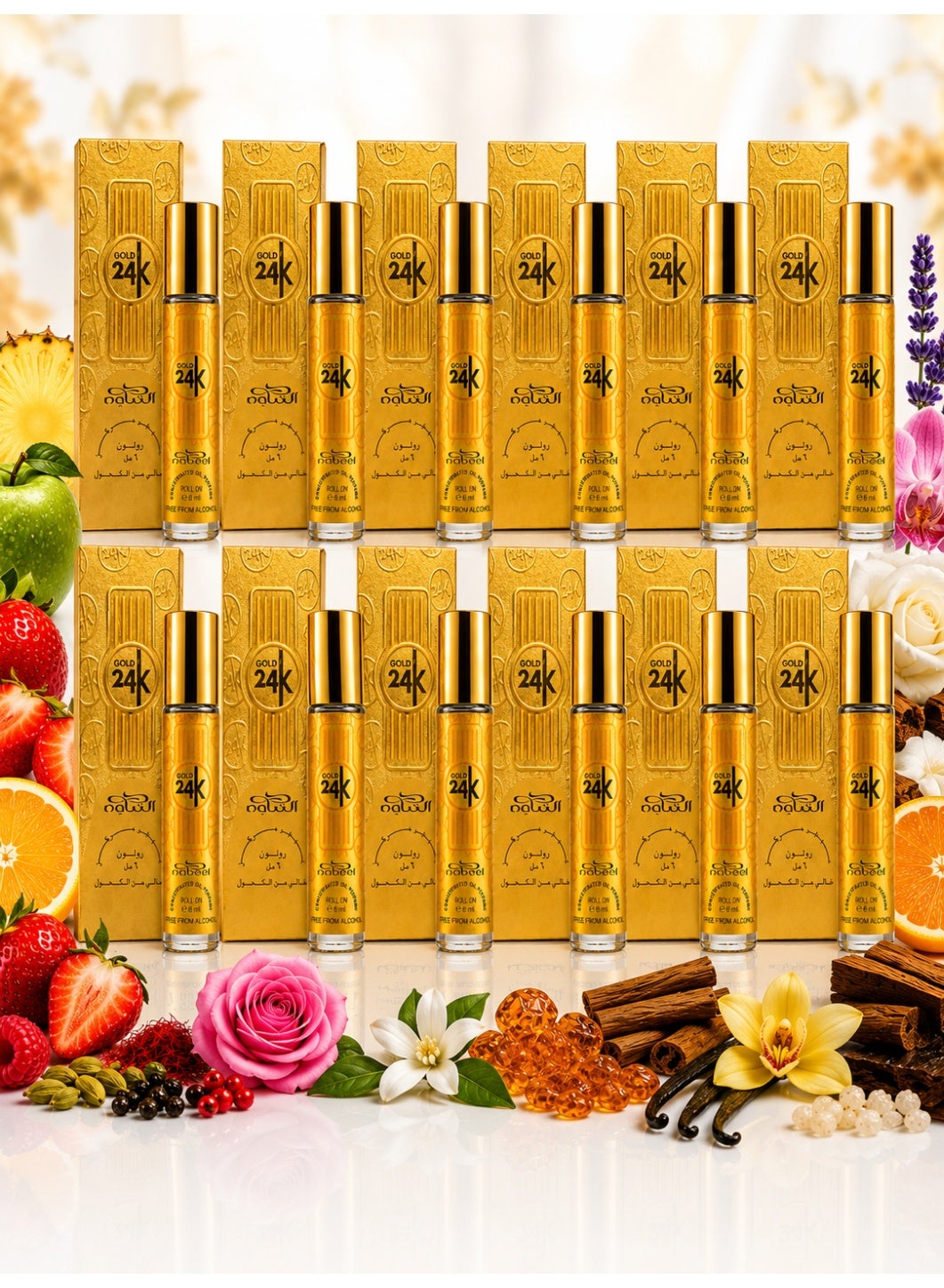 Nabeel Gold 24K Alcohol-Free Roll-On Perfume Oil 6ml - 12 Pack - photo 1